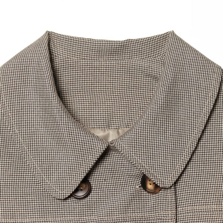Women's cropped jacket in Glencheck with round collar and concealed button placket Mune Fashion