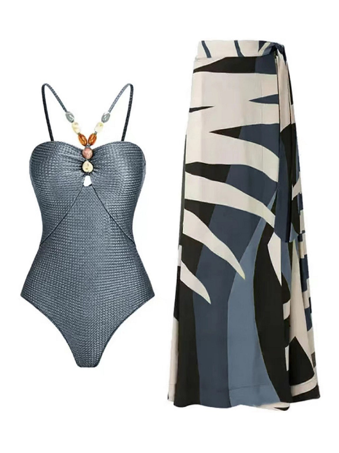 Women's swimsuit with trendy cut-out and elegant wrap skirt Mune Fashion