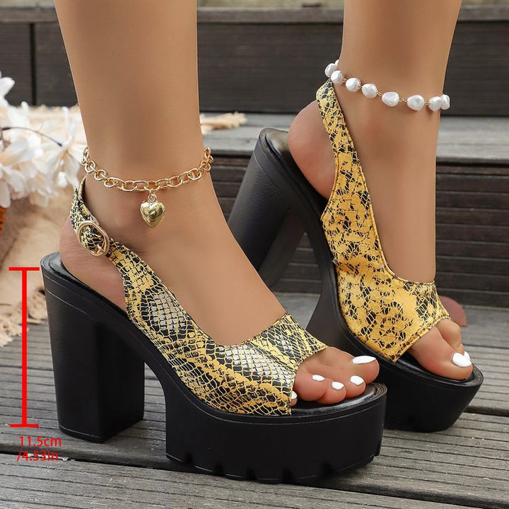 Women's Platform Slingbacks with Chunky Block Heels and Glossy Patent Finish Mune Fashion