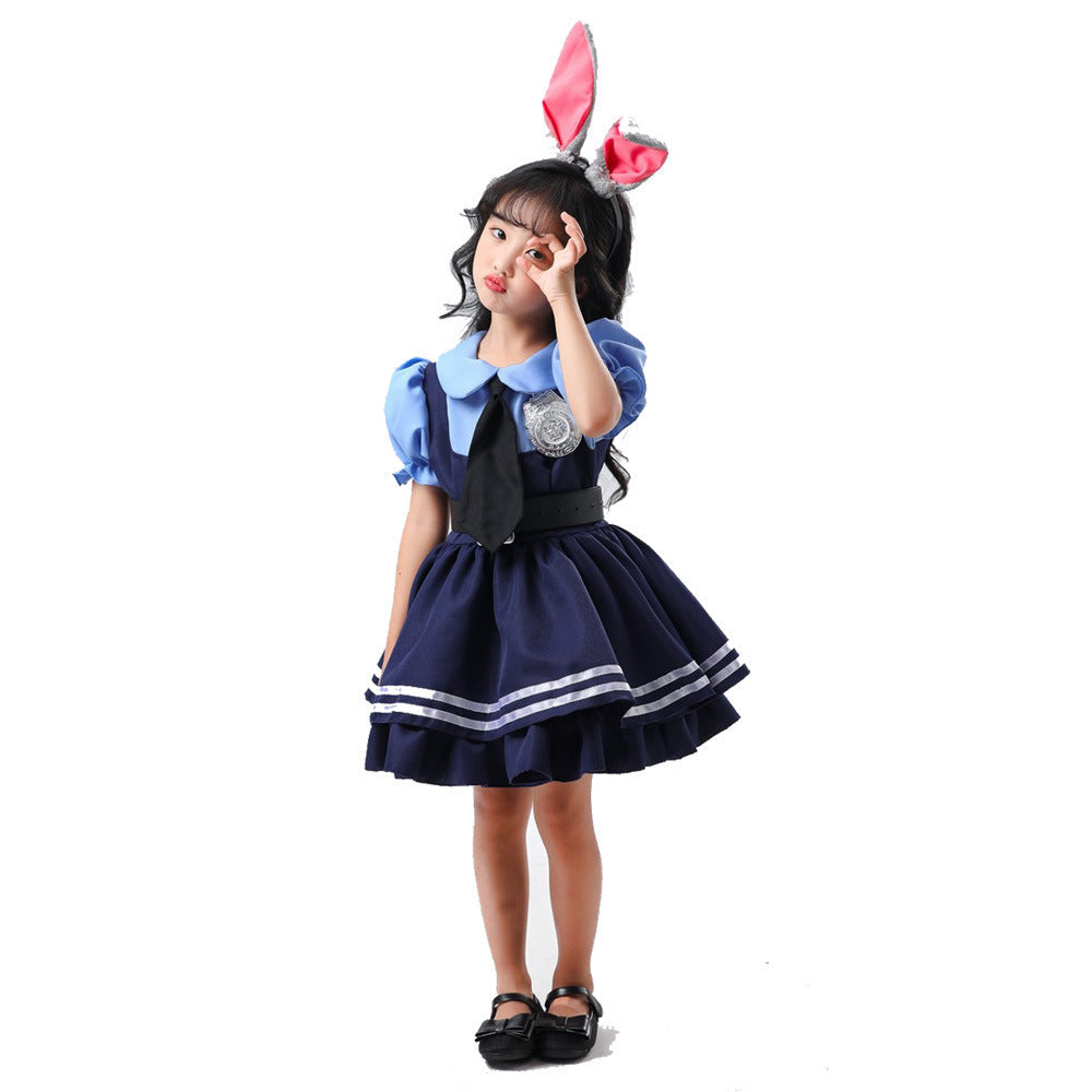 Girl Police Officer Costume with Frill Skirt and Accessories Mune Fashion