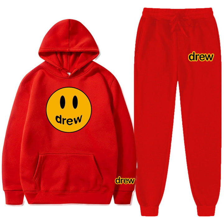 Unisex two-piece lounge set made of French terry with smiley print hoodie and tapered jogger pants Mune Fashion