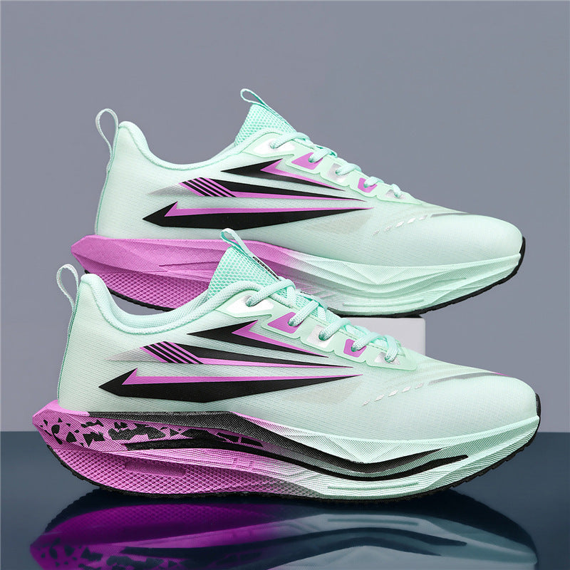 Men's lightweight cushioned road running sneakers with high EVA platform sole and breathable knitted upper Mune Fashion