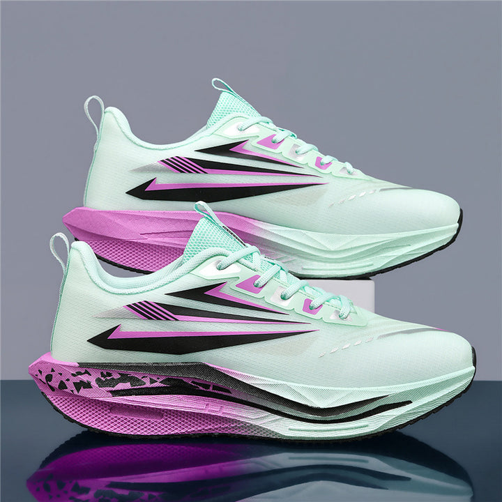 Men's lightweight cushioned road running sneakers with high EVA platform sole and breathable knitted upper Mune Fashion
