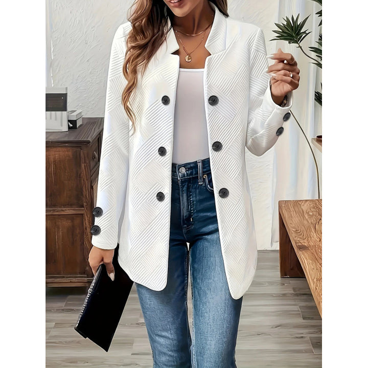 Women Tailored Long Blazer with Textured Quilted Look Mune Fashion