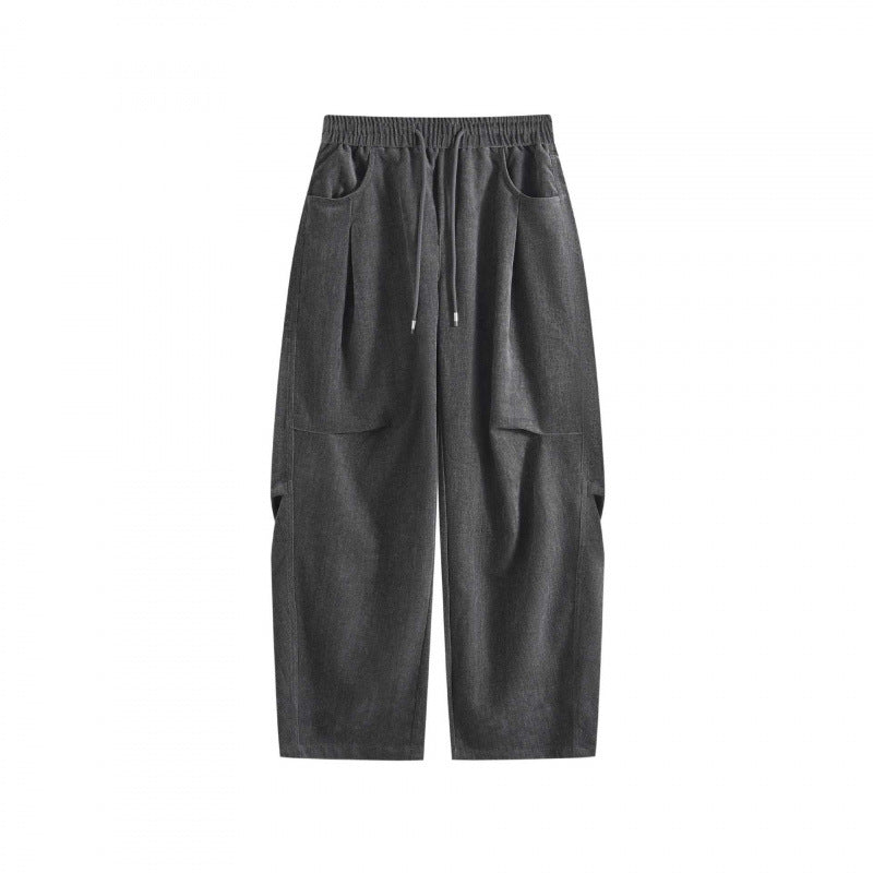 Women's Wide High-Waist Trousers with Drawstring and Large Patch Pockets Mune Fashion