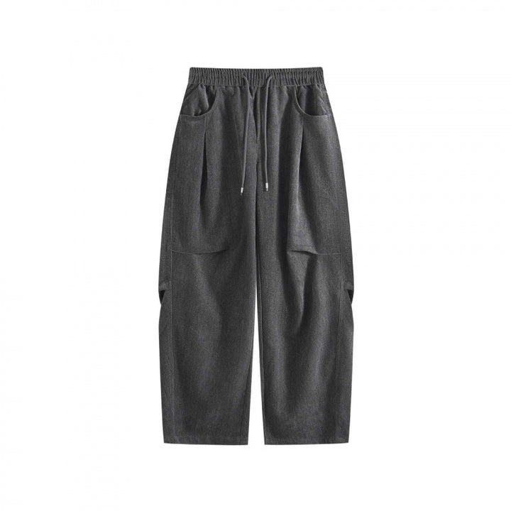 Women's Wide High-Waist Trousers with Drawstring and Large Patch Pockets Mune Fashion