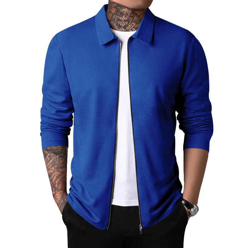 Men's casual jacket with full zip and textured fabric Mune Fashion