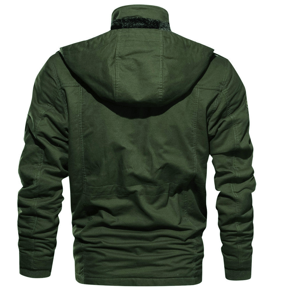 Men's padded field jacket made of canvas with hood and multiple pockets Mune Fashion