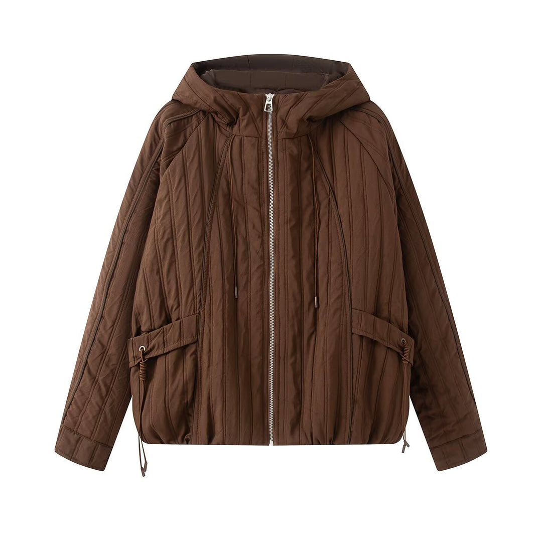 Women's padded jacket with hood, drawstring and loose fit Mune Fashion