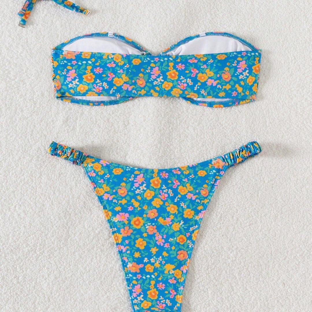 Women's bandeau bikini with Victorian floral print Mune Fashion