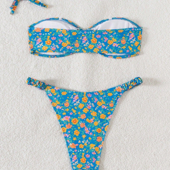 Women's bandeau bikini with Victorian floral print Mune Fashion