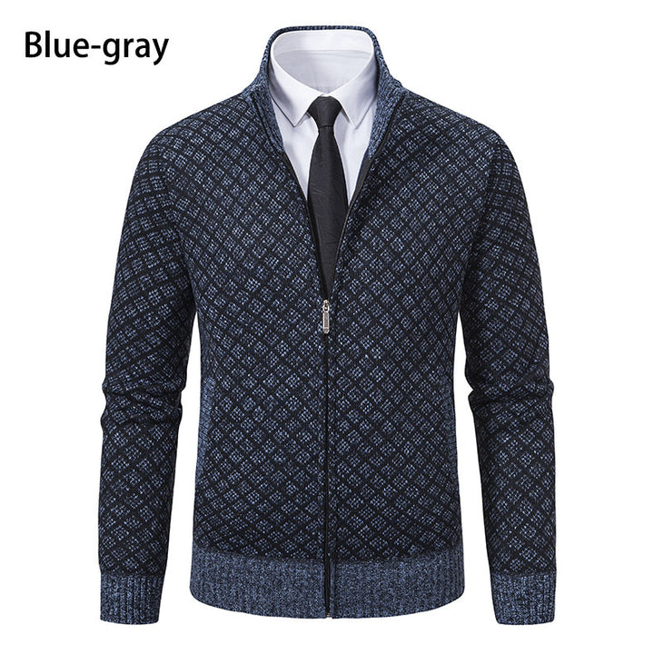 Men's patterned cardigan with stand collar and full zip Mune Fashion