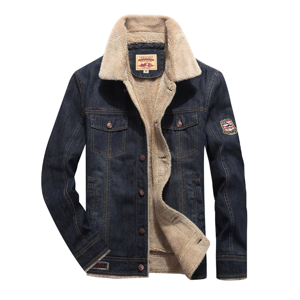 Men's denim jacket with warming Sherpa lining and retro worker details Mune Fashion
