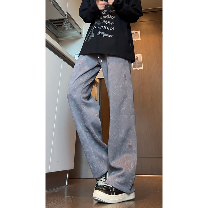 Men's Oversized Cord Pants with Distressed Details, Wide Leg and Drawstring Mune Fashion