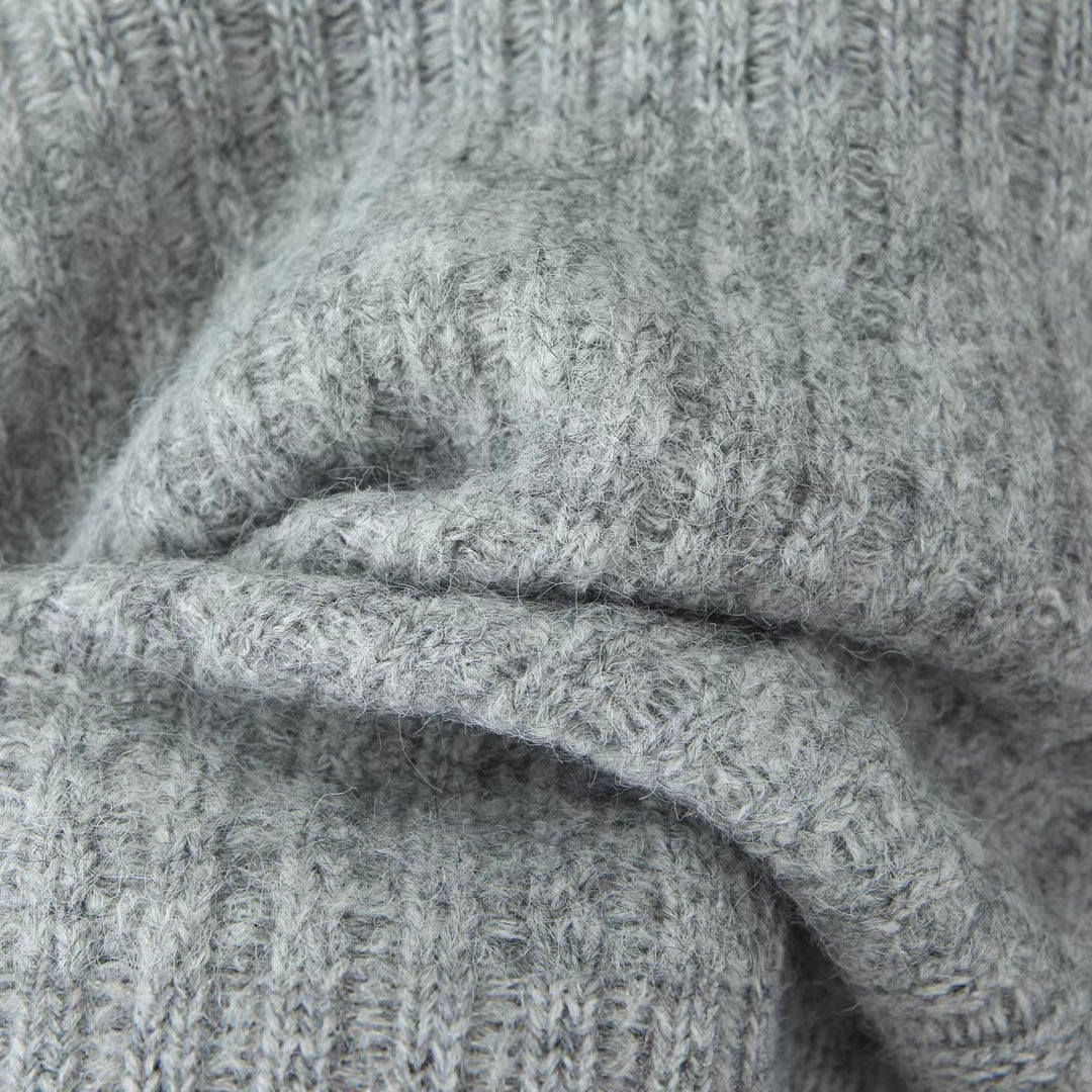 Women's Oversized Chunky Knit Set with Polo Collar and Midi Skirt Mune Fashion