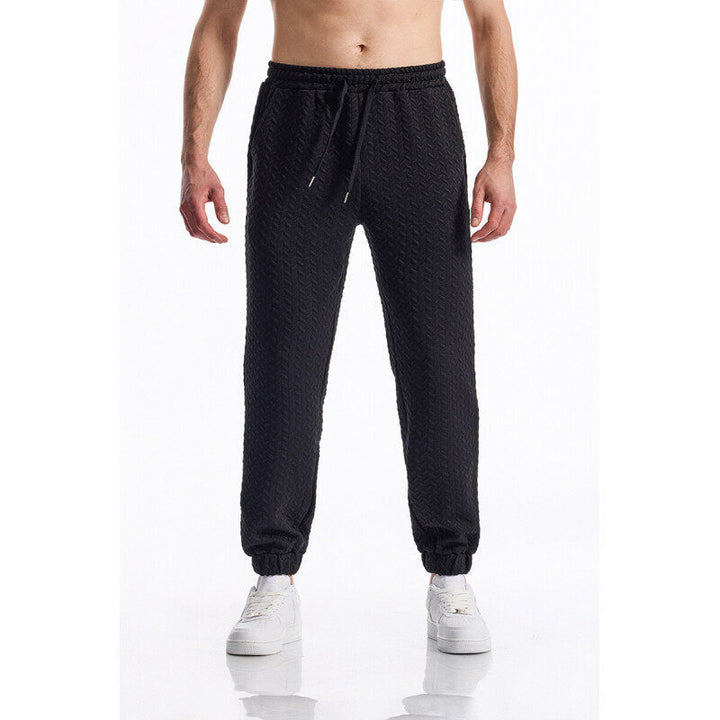 Men's Textured Casual Jogging Pants with Elastic Waistband, Drawstring and Ribbed Cuffs Mune Fashion