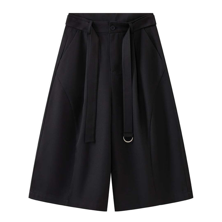 Women Wide High-Waist Pleated Culottes with D-Ring Tie Belt Mune Fashion