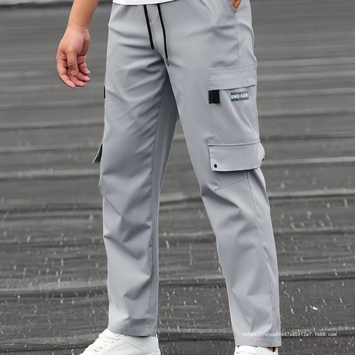 Men's Casual Technical Cargo Pants with Multi-Pockets, Drawstring Waist and Straight Leg Mune Fashion