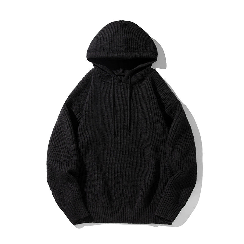 Unisex Chunky Knit Oversized Hooded Sweater with Ribbed Cuffs and Drawstring Mune Fashion