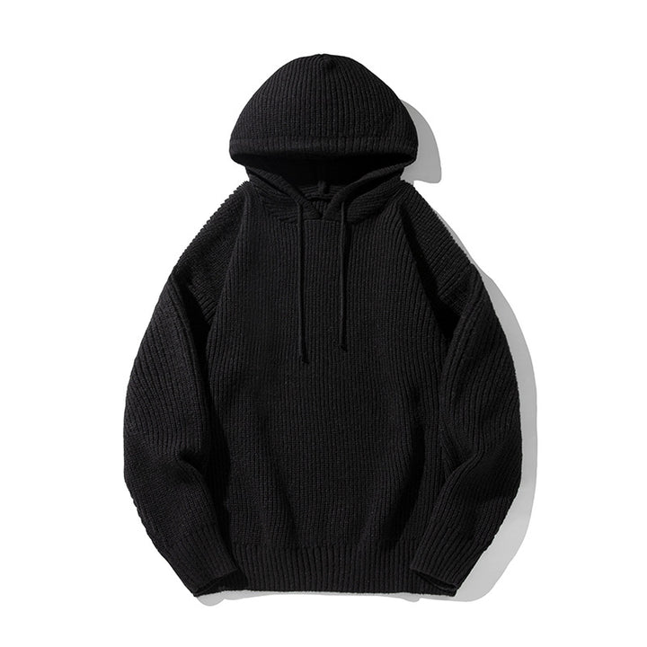 Unisex Chunky Knit Oversized Hooded Sweater with Ribbed Cuffs and Drawstring Mune Fashion