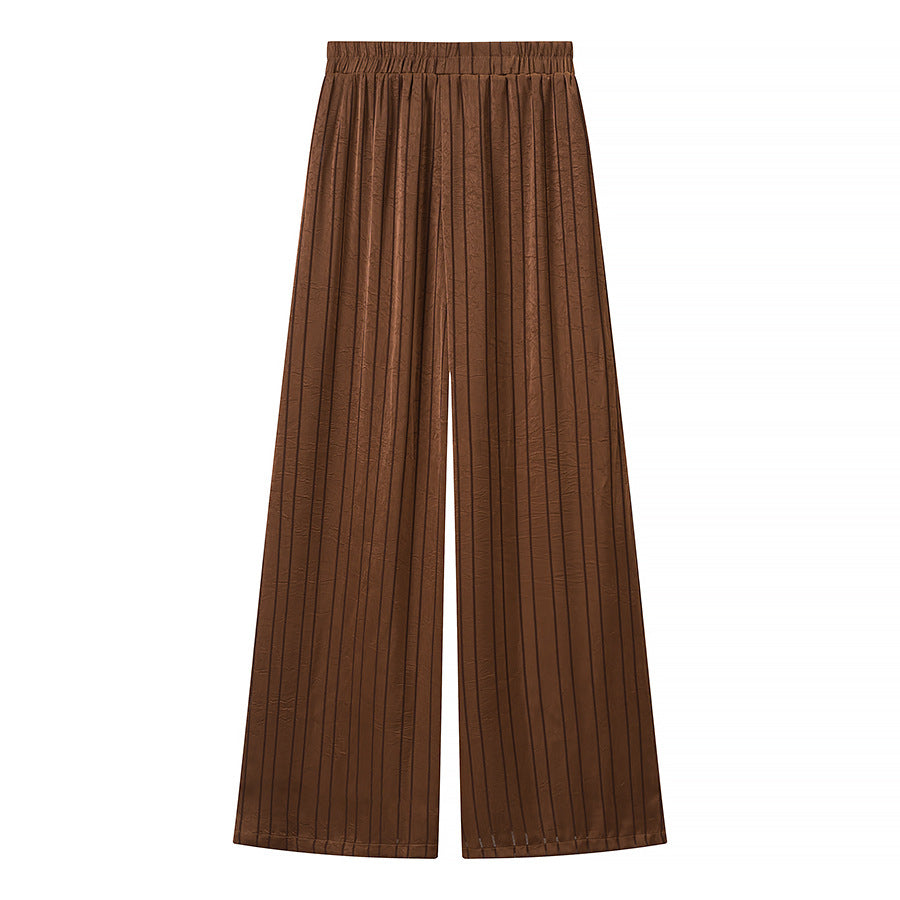 Women's Pleated Palazzo Pants made of vegan leather substitute with high waistband Mune Fashion