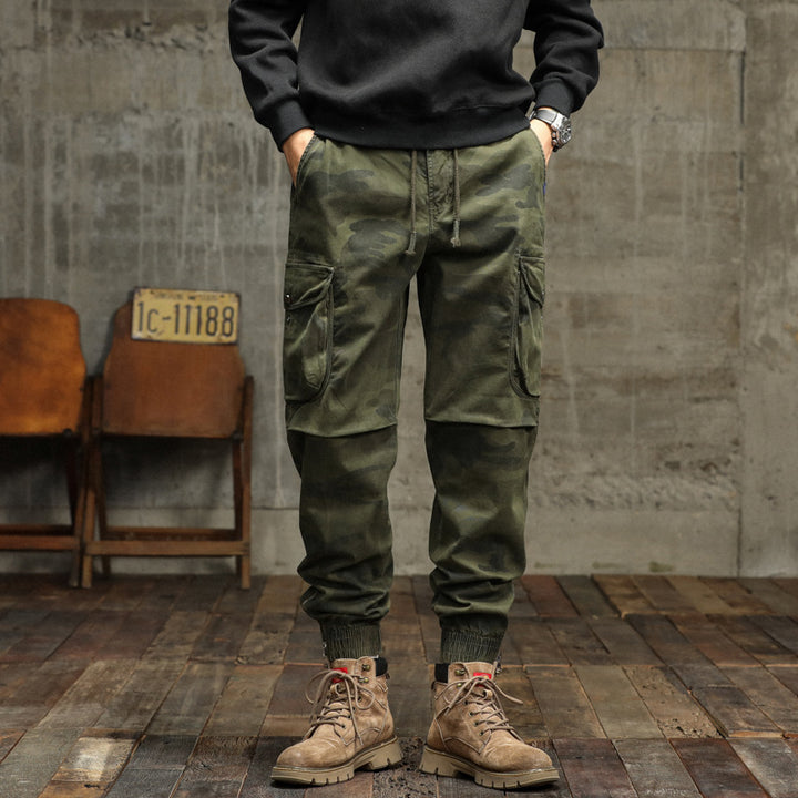 Herren Camouflage Cargo-Jogginghose mit elastischem Bund, Bündchen und Mehrfach-Taschen Mune Fashion