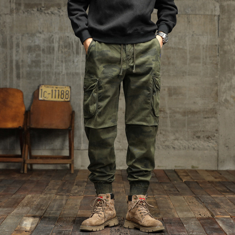Herren Camouflage Cargo-Jogginghose mit elastischem Bund, Bündchen und Mehrfach-Taschen Mune Fashion