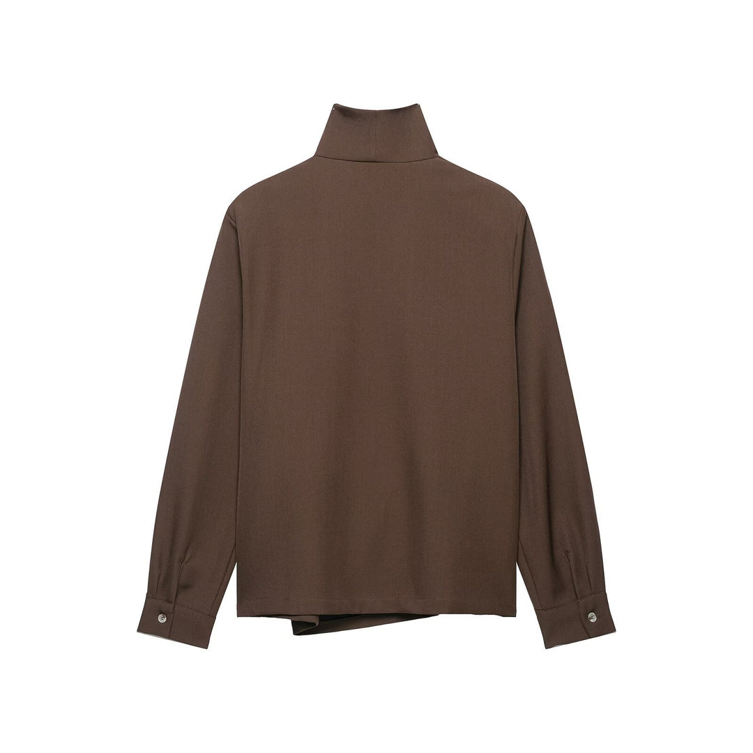 Women's two-piece set made of asymmetrical turtleneck blouse and wide culotte pants Drune