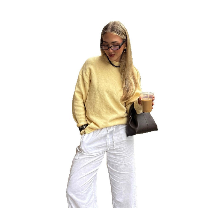 Women Boxy Fine Knit Sweater with Raglan Sleeves and Ribbed Cuffs Mune Fashion
