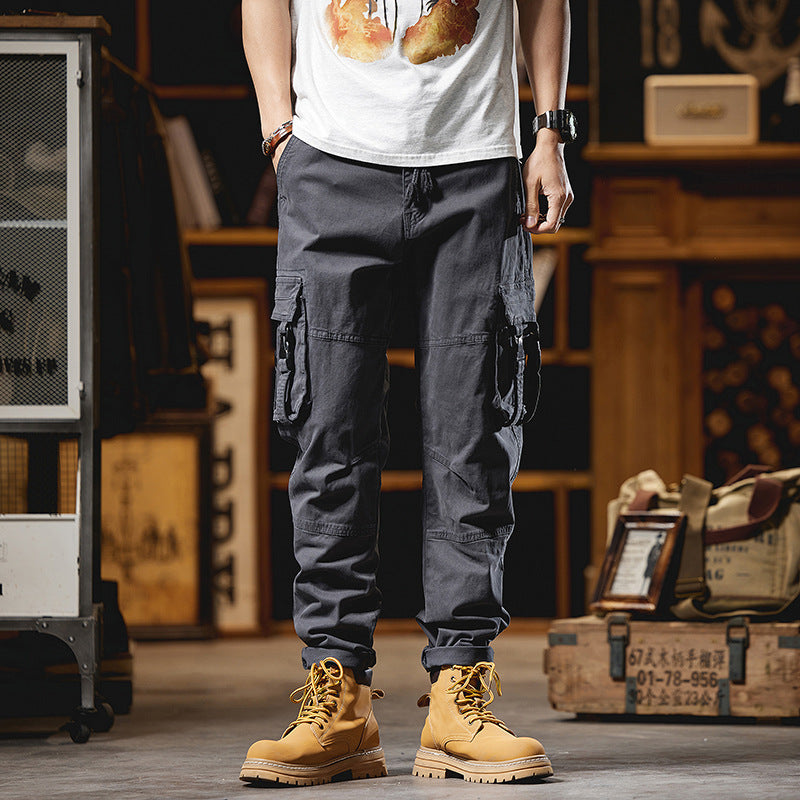 Men's Tactical Utility Cargo Pants with Reinforced Knee Patches, Multifunctional Pockets and Drawstring Waist Mune Fashion
