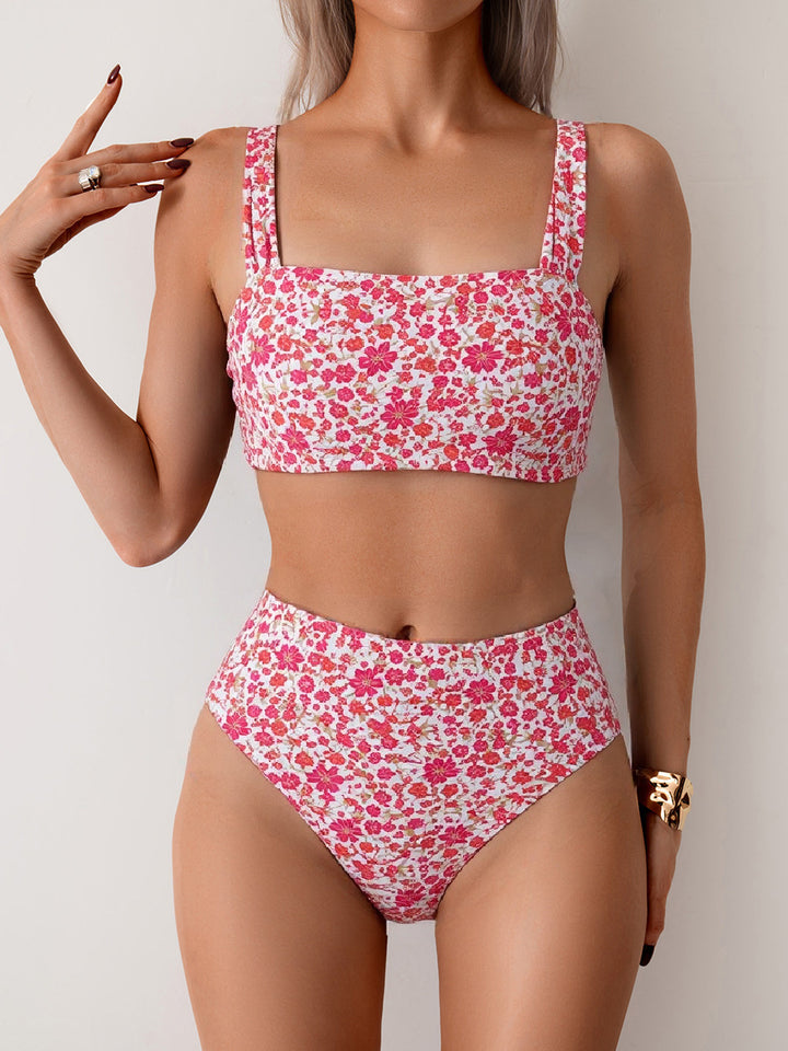 Ladies High-Waisted Swimsuit Set with Floral Pattern Mune Fashion