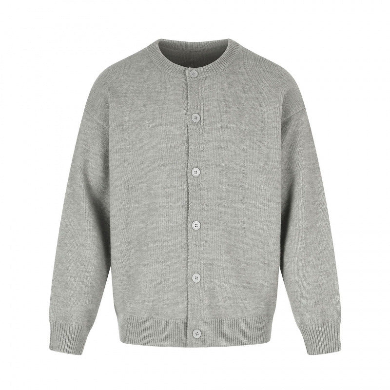Unisex Boxy Knit Cardigan with Round Neckline and Full Button Placket Mune Fashion