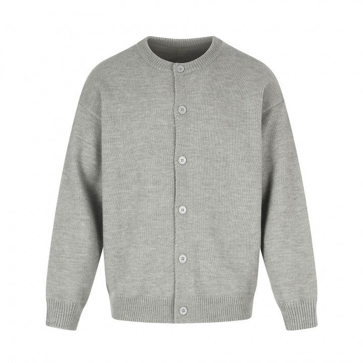 Unisex Boxy Knit Cardigan with Round Neckline and Full Button Placket Mune Fashion