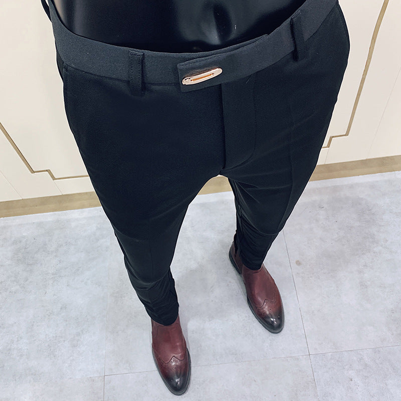 Men's slim suit trousers with crease and elastic waistband Mune Fashion