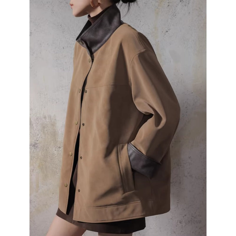 Women's Leather Jacket with Modern Cut Mune Fashion