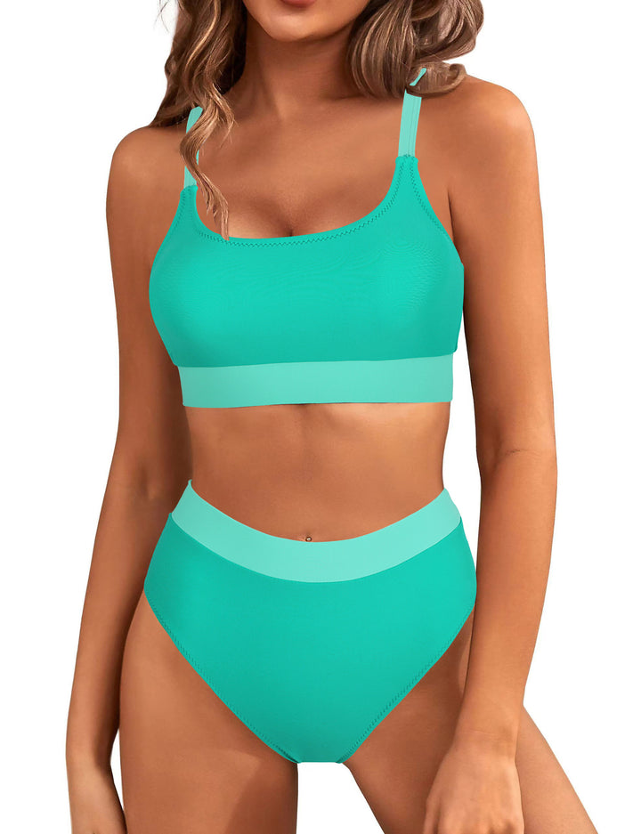 Women’s bikini set with color-blocking design and high waist Mune Fashion