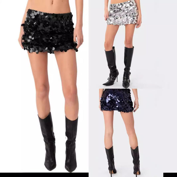 Women's Glittering Mini Skirt with Sequins Mune Fashion