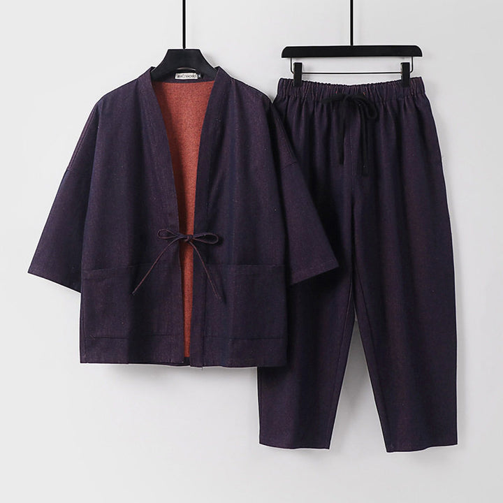 Unisex Kimono Jacket and Loose Cuff Pants in Denim Look Mune Fashion