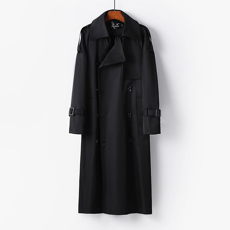Women Longer Double-breasted Trench Coat with Tie Belt and Epaulettes Mune Fashion