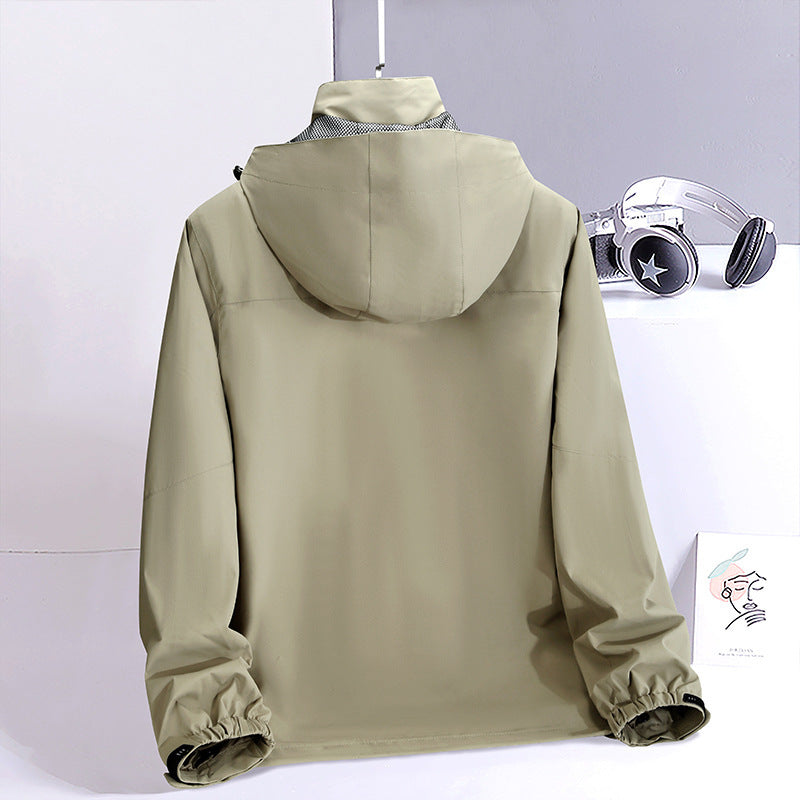 Men Water-Repellent Field Utility Jacket with Hood and Multiple Pockets Mune Fashion