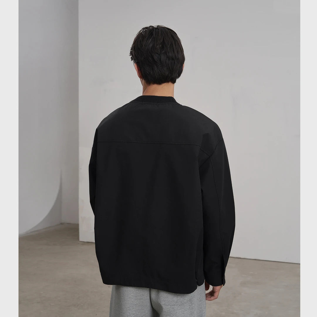 Men's round neck sweater with poplin sleeves and raglan shoulder Mune Fashion