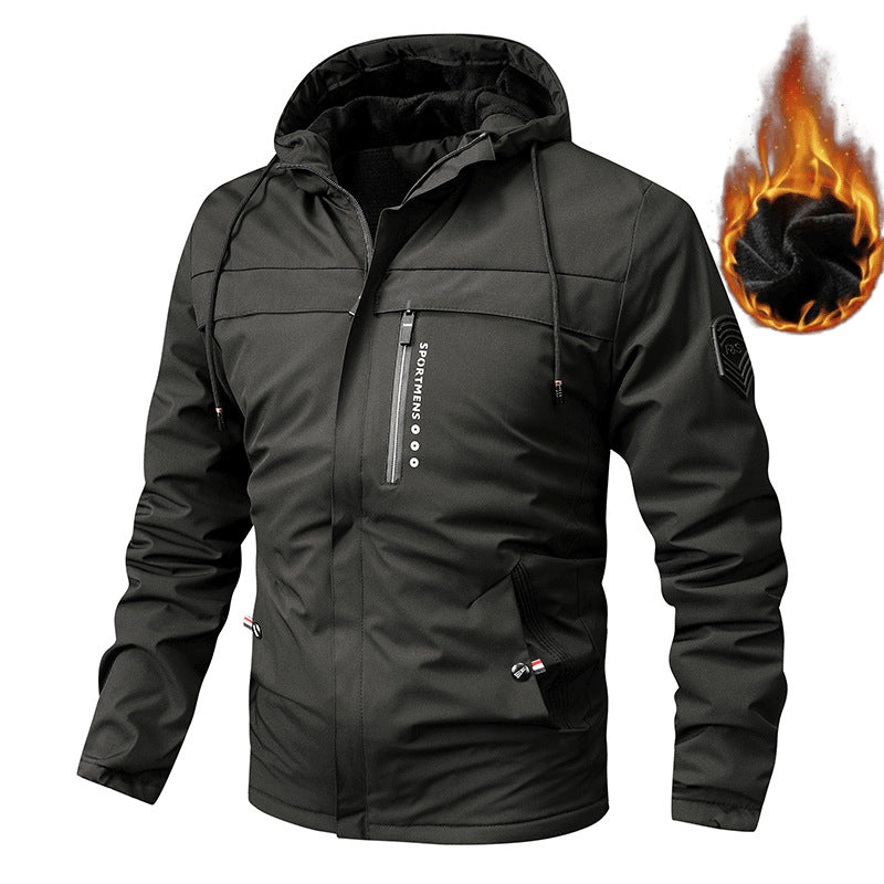 Men's nan thermal-lined softshell jacket with hood, fleece inner lining and zippered chest pocket Mune Fashion