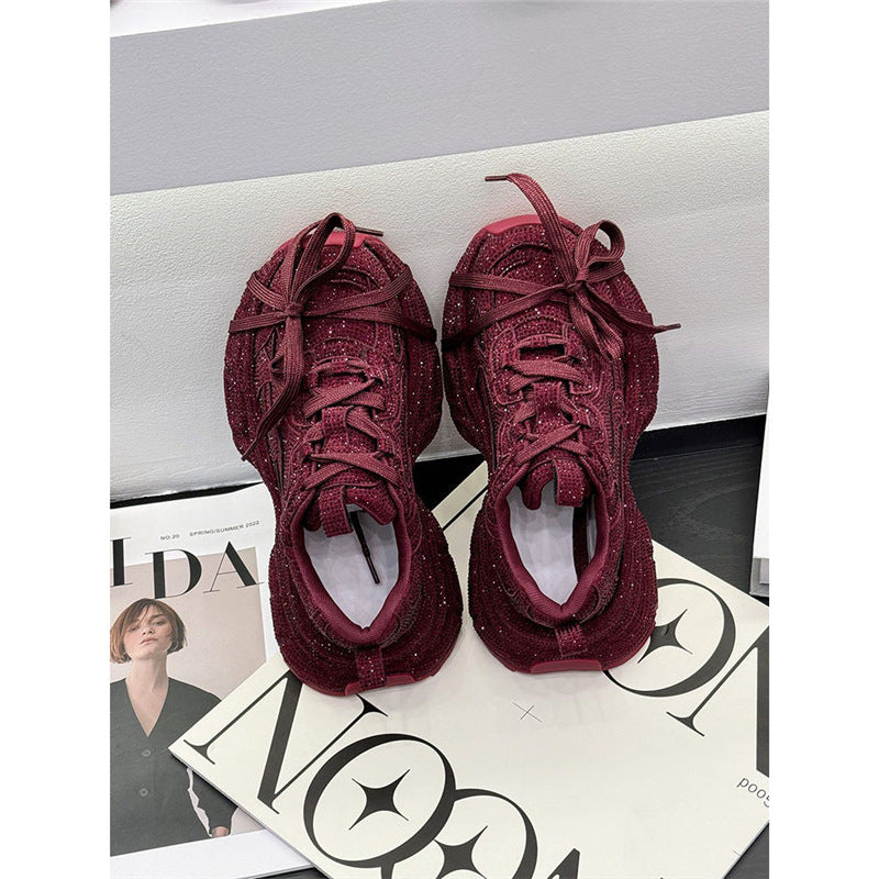 Women's sporty glittering chunky sneakers with padded comfort Mune Fashion