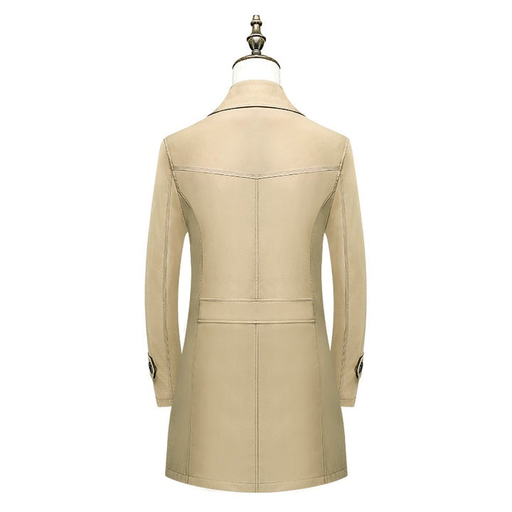 Men Elegant Slim-Fit Trench Coat with Classic Button Placket and Adjustable Cuffs Mune Fashion