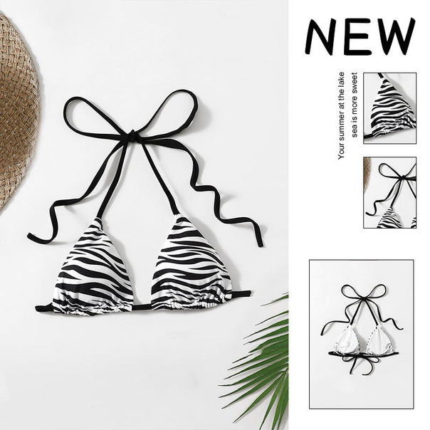 Women's triangle bikini with trendy zebra pattern and adjustable straps Mune Fashion