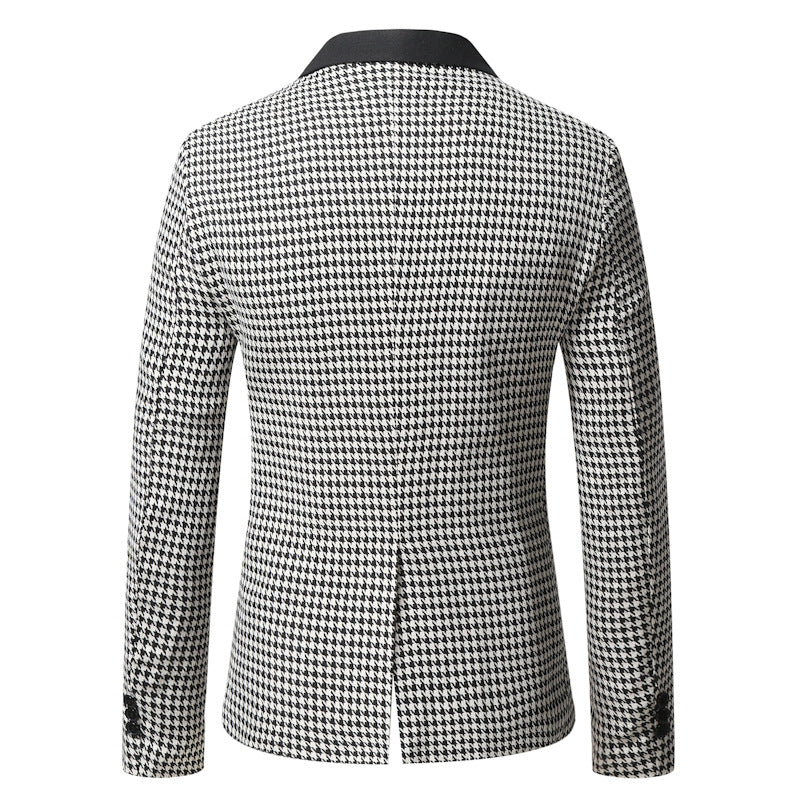 Men's tailored blazer with houndstooth pattern, lapel collar and flap pockets Mune Fashion