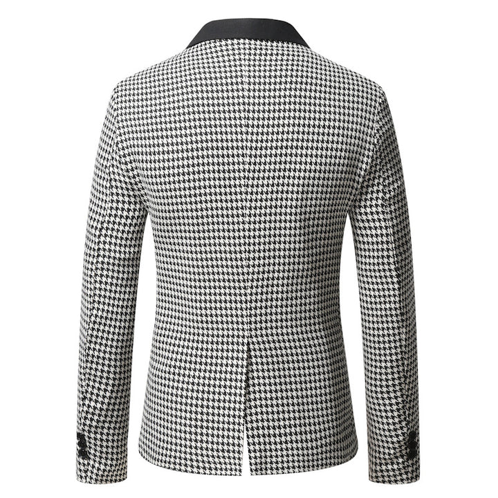 Men's tailored blazer with houndstooth pattern, lapel collar and flap pockets Mune Fashion