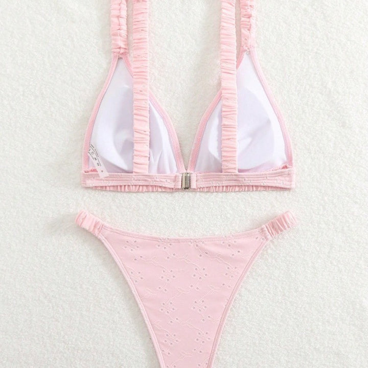 Women Triangle Bikini Set with Playful Ruffle Design Mune Fashion