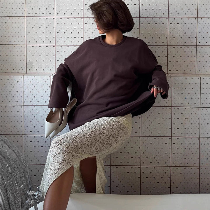 Women's Oversized Sweatshirt with Raglan Sleeves & Extra Long Lounge Cut Mune Fashion