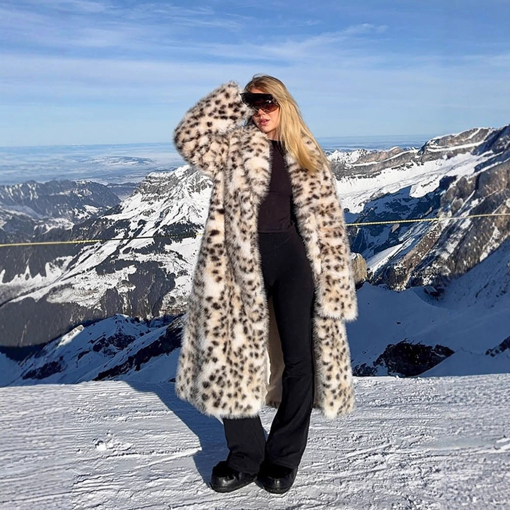 Women Longer Dotted Faux Fur Coat with Oversized Cut Mune Fashion